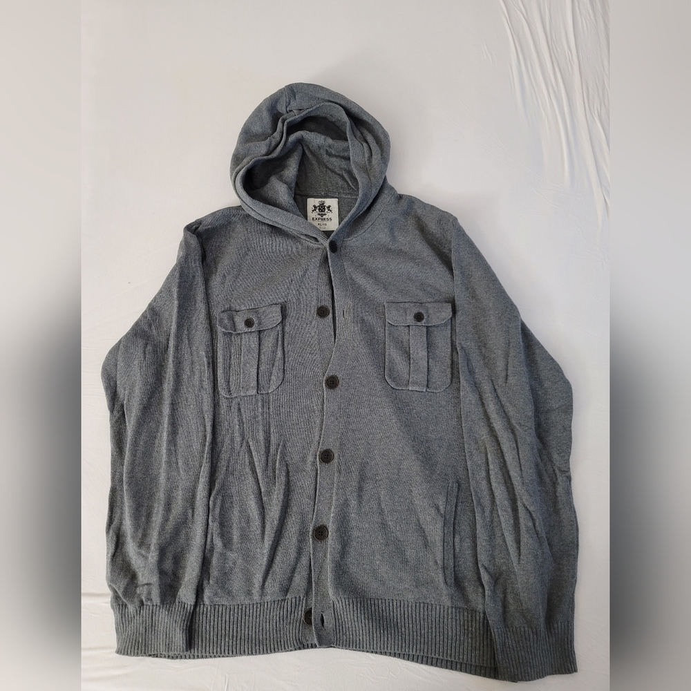 XL Men's Sweater - Hooded - Express - Gray